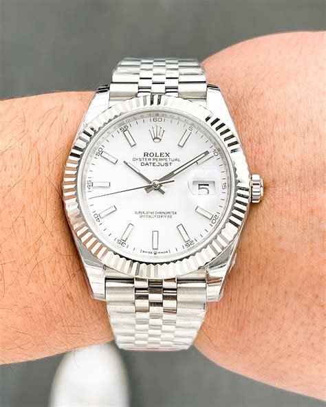 rolex white dial datejust.